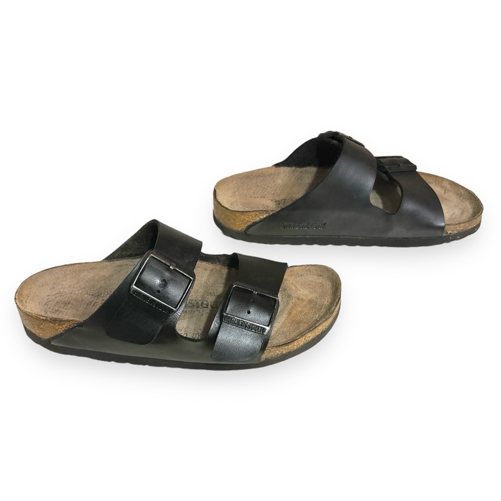 BIRKENSTOCK Arizona Birko-Flor Black Nubuck Leather Sandal Narrow - Picture 2 of 9